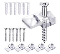 10 Pcs Transparent Mirror Holder Clips, Plastic Glass Retainer Fasteners with Metal Screws for Wall Cabinet Door Hanging Kit