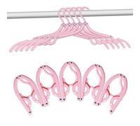 10 Pcs Travel Hangers Foldable Portable Plastic Hanger Folding Clothes Hangers Space Saving Clothes Hangers for Cruise Ship Business Trip Travel (Pink)