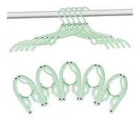 10 Pcs Travel Hangers Foldable Portable Plastic Hanger Folding Clothes Hangers Space Saving Clothes Hangers for Cruise Ship Business Trip Travel (Green)