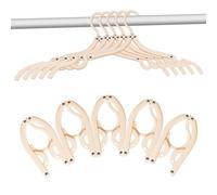 10 Pcs Travel Hangers Foldable Portable Plastic Hanger Folding Clothes Hangers Space Saving Clothes Hangers for Cruise Ship Business Trip Travel (Beige)