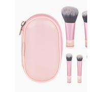 10 Pcs Travel Makeup Brushes, Real Techniques Brush Set with Cosmetic Bag, Mini Makeup Brushes include Eyeshadow, Highlight, Contour, Powder, and Concealer for Flawless Makeup (Pink)