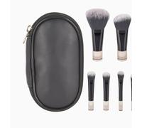 10 Pcs Travel Makeup Brushes, Real Techniques Brush Set with Cosmetic Bag, Mini Makeup Brushes include Eyeshadow, Highlight, Contour, Powder, and Concealer for Flawless Makeup (Black)