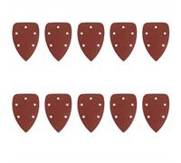 10 Pcs Triangle Sanding Discs 140mm x 90mm with 5 Holes, Aluminum Oxide Abrasive for Wood, Metal, Plastic, Paint and Rust Removal, Compatible with Oscillating Multitools and Detail Sanders