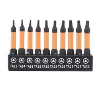 10 Pcs Triangular Screwdriver Bit Set 1/4 Inch Hex Shank Alloy Steel Magnetic Drill Bits TA12 to TA30 50mm Length for Furniture Automotive
