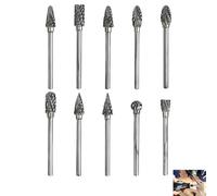 10 PCS Tungsten Carbide Rotary Burr Set, Rotary Tool Burrs Double Cut Carving Bits with 1/8" Shank Compatible with Dremel Tools, Woodworking, Metal Engraving, Drilling, Steel Carving, and Polishing