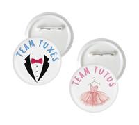 10 Pcs Tutus Gender Reveal Button Pins, Team Tuxes Team Tutus Badge Pins, Tuxes Boy or Girl Stain Brooch Button for Baby Shower Party Decorations