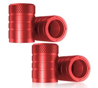 10 PCS Tyre Valve Caps,Anodized Aluminium Tire Valve Cap Set with Rubber Ring Dust Cover, Corrosion Resistant, Universal Stem Covers for Cars Trucks Motorcycles SUVs and Bikes（Red）