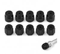 10 Pcs Universal Car AC Valve Caps ABS Air Con Charging Port Dust Covers | Includes 5 high-side (16mm) & 5 low-side (13mm) caps. Dustproof, leak-resistant, fits most passenger vehicle AC systems.