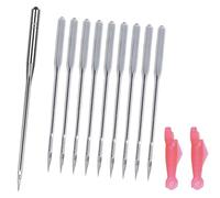 10 Pcs Universal Size 14 Sewing Machine Needles, Heavy Duty Iron Alloy Sewing Accessories with 2 Needle Threaders and Storage Bottle, Compatible with Kind of Home Sewing Machine