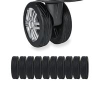 10 Pcs Upgrade Luggage Wheel Covers, Wear-Resistant, Noise-Reduction, Silicone Wheel Protective Covers for 2-2.4" Spinner Wheel, Carry-on Luggage Suitcases, Must Have Travel Accessories（Black）