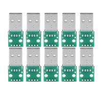 10 Pcs USB Type A to DIP Adapter Board, 4 Pin Mini Micro DIY Plug 2.54mm Breakout Board for DIY USB Power Supply