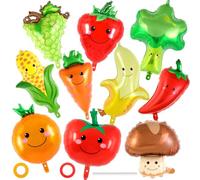 10 Pcs Vegetable Fruit Foil Balloon, Large Fruit and Veggie Aluminum Mylar Balloons for Birthday Farmers Market Decor Wedding Baby Shower Party Supplies