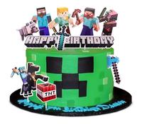10 Pcs Video Game Cake Topper - Pixel Styled Gamer Cupcake Toppers for Boys & Girls, Crafted from Sturdy Cardboard Figures - Easy to Install Gamer Cake Decorations for Birthdays & Themed Parties