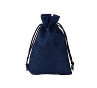 10 Pcs Vintage Linen Bags with Drawstring, 20x30cm (7.9"x11.8") PLECUPE Pretty Natural Colour Reusable Cotton Storage Handy Sized Gift Pouch, Flax Cloth Lavender Dried Flowers Storage Bags, Navy Blue
