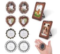 10 Pcs Vintage Mini Picture Frames, Small Metal Frames Tiny Vintage Oval Rectangle Photo Frame, Wall Hanging Display Frame for DIY Jewelry Christmas Holiday Party Hotel Decor