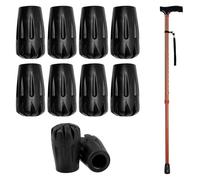 10 PCS Walking Stick Rubber Ends,Universal Walking Pole Rubber Tips,Trekking Pole Tips for Hiking Sticks & Canes,Enhanced Grip,Fits Most Terrain Asphalt/Rock/Snow/Mud,Black