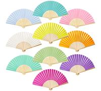 10 Pcs Wedding Fans Handheld,Hand Fan Folding,Wedding Decorations,Wedding Fans for Guests,Fabric Cloth Hand Fan,Bamboo Folding Fans,for Wedding Decorations,Church Wedding Gifts,DIY Decoration