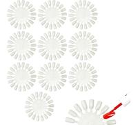 10 Pcs White 18 Tips Display Plastic Nail Art Polish Palette Wheels, False Nail Art Tips Practice Display Board for 360 Color Deft and Professional,Practice Nail Tips