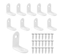 10 Pcs White L Shaped Brackets 30 × 30x16mm 90 Degree Angle Bracket with 20 Screws 2 Holes Stainless Steel Corner Brace Joint for Furniture Shelves Chair Table Wood Cabinets Window