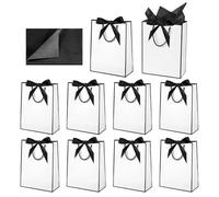 10 PCS White Paper Gift Bags - 29x22x10 cm Present Bags with Bow Ribbon for Weddings, Bridesmaids, Birthday, Party and Celebration Gifts