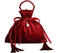 10 PCS Wine Red Drawstrings Velvet Gift Bags,Drawstring and Tassels Jewelry Velvet Pouches Wedding Candy Bags for Rings Crystals Gems,Flannel Gift Bags (D)