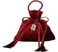 10 PCS Wine Red Drawstrings Velvet Gift Bags,Drawstring and Tassels Jewelry Velvet Pouches Wedding Candy Bags for Rings Crystals Gems,Flannel Gift Bags (B)