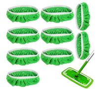 10 Pcs Wipes for Swiffer Floor Mops,Reusable Mop Refill Pads for Swiffer,Household Wet & Dry Mops Washable Microfiber for Surface/Hardwood Floor Cleaning(Green)