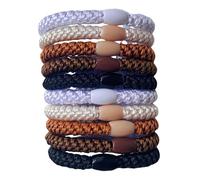 10 Pcs Women Mixed Color Elastic Hair Ties,Soft Ponytail Holders, Stylish Multi-Color No Damage Hair Tie Bracelets Stretch Hair Bobbles for Women Girls Thin,Thick,Medium,Long Hair (style 3,10)