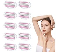 10 Pcs Women's Razor Blades Refills Compatible with Gillette Venus Razor Blades, 3 Layer Blade Design Refills, Washable Easy to Replace Deliver an Extra Smooth Shave that Lasts(Pink)