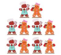 10 Pcs Wood Gingerbread Man Decoration Biscuit Man Ornament, Tabletop Decoration for Family and Friends Holiday Mantels Decoration