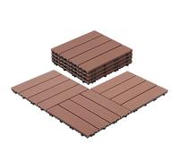 10 pcs Wood-Plastic Composite Decking Tiles Kit, Easy Install Interlocking WPC Deck Panels for Garden, Balcony & Patio, Low Maintenance, Weather-Proof, Composite Floor Flooring Boards (Brown)