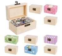 10 Pcs Wooden Boxes for Craft, Mini Treasure Chests with Lids and Clasps