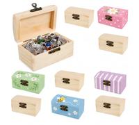 10 Pcs Wooden Boxes for Craft, Mini Treasure Chests with Lids and Clasps