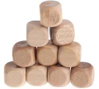 10 Pcs Wooden Dice, 6 Sided Blank Dice Round Corner Cube DIY Graffiti Crafts Board Game Party Supplies, Standard Game, Decorations (1.8cm)