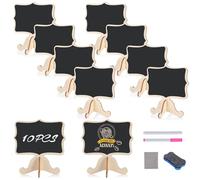 10 Pcs Wooden Mini Chalkboards Signs, Small Chalk Boards with Stands, Tabletop Blackboard Food Labels, Blackboards Memo, Erasable Message Board Sign, Chalkboard Set for Home Furnishings, Price Tags