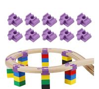 10 Pcs Wooden Train Track Connectors, 10 Pcs 4x3.2x1.9cm Multi-Brand Adapters | Durable PP Construction 60g, Interactive Building Accessory Perfect For Preschool Educational Play