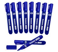10 pcs x Markers Thick Bullet Tip Permanent Marker Pens Dry Wipe Whiteboard Pens Quick Drying Smear proof Pens Non Toxic Low Odour Works on Plastic Glass Wood Metal (Permanent Markers, Blue)