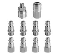 10 PcsAir Line Connectors 1/4 BSP Airline Fittings, Euro Air Line Fittings Kit Air Hose Connectors and Fitting Coupler Couplings Tools and Plugs Set forAir Compressors Hoses, with PTFE Tape