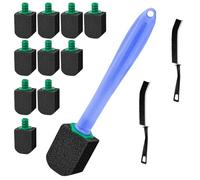 10 PcsPumice Stone for Toilet Pumice Stone for Cleaning Toilets,Nature Replaceable Toilet Limescale RemoverToilet Pumice Cleaning Stones Sticks for Kitchen Bathroom,with 1 Handle,2 x Crevice Brushes