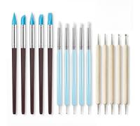 10 PcsSilicone Clay Sculpting Tools & 5 Pcs Double Head Polymer Clay Tools with Wooden Handle, Silicone Brushes for Art, Silicone Modelling Toolss, for Ceramic Pottery Sculpture Nail Arts and Crafts