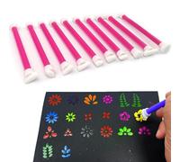 10 Pens Flower Floral Dotting Tools Set: 3D Printed Stamps for DIY Graffiti. Flowers, Leaves, Cat Paw Patterns. Drawing Templates for Dot Painting