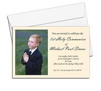 10 Personalised Boys 1st First Holy Communion Invitations Photo Invites N16