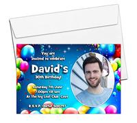 10 Personalised Boys Girls Balloons Birthday Party Photo Invitations N221-3rd 5th 8th 13th 18th 21st 30th 40th 50th Any Age