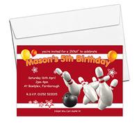 10 Personalised Boys Girls Ten Pin Bowling Birthday Party Invitations Invites N122