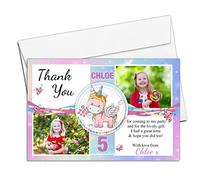 10 Personalised Girls Birthday Party Thank You Photo Cards N265 - Rainbow Unicorn