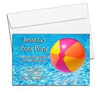 10 Personalised Girls Boys Swimming Pool Birthday Party Invitations N16 ANY AGE