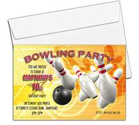 10 Personalised Girls Boys Tenpin Bowling Birthday Party Invitations N1 - ANY AGE