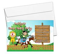 10 Personalised Horse Riding Pony Birthday Party Invitations N161 Girls Boys