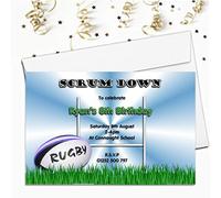 10 Personalised Rugby Birthday Party Invitations N72 Girls Boys