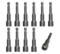 10-Piece 3/8" Hex Nut Driver Bit Set - Extension Socket with Quick-Change Hex Shank, 2.5" Length for Impact Drill (Gray-10, 3/8")